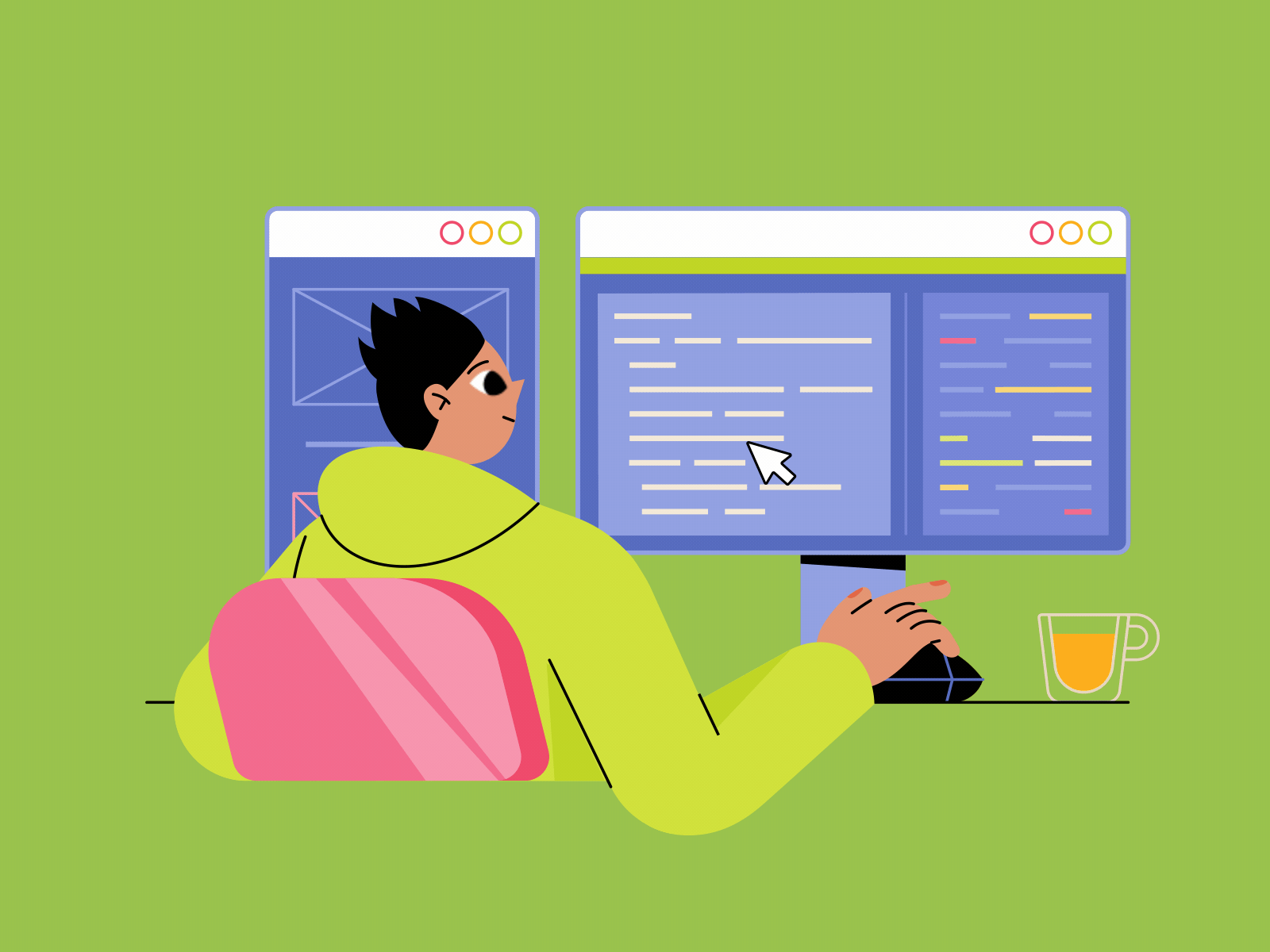 Programmer working on code with a laptop